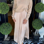 Practical Fashion Knit Ruched Sweater and Satin Stretch Tank Midi Dress Two-piece Set