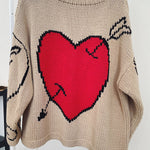 Love Is A Gift Creative Love Pattern Knit Loose Pullover Sweater
