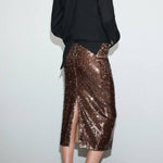 Sequin midi skirt