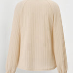 Solid Color Stand Collar Lace Long Sleeve Top Pullover