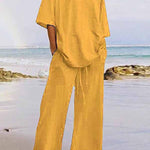 Casual Living Solid O Neck Short Sleeve Two Pieces(11 Colors)