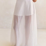 Lena Semi-sheer Irregular Hem Top and High Rise Side Zipper A-line Maxi Skirt Set