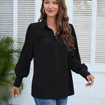 Nadorine V Neck Button Down Shirts Long Sleeve Collared Blouses Tops