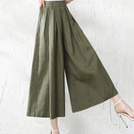 5 Colors Loose Solid Color Ramie Cotton Wide Leg Pants