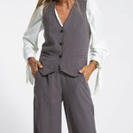 Nadorine Casual Two-piece Set Solid Color Vest and Trousers Pants