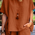 Fashion temperament loose short-sleeved shorts two-piece set