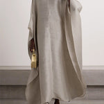 Batwing Sleeves Loose Solid Color Stand Collar Maxi Dresses
