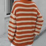 Striped Sweater Women Knitted Crew Neck Pullover Sweater
