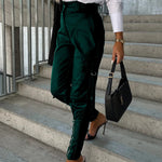 PU Leather Pocket Slim Cargo Pants