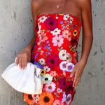IMANI STRAPLESS FLORAL APPLIQUE MINI DRESS