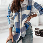 Women Flannel Plaid Light Weight Jacket Shirts Long Sleeve Button Down Shirts Coats