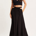 A-line swing skirt high waist hollow solid color skirt