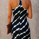 Sling V-neck Slit Print Sexy Mid-waist Maxi Dress