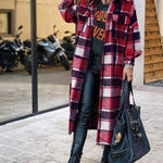 Flannel Wool Blend Plaid Lapel Button Down Shirt Long Sleeve Shacket Jacket with Pockets