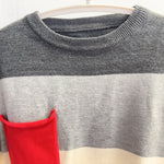 Margovil Color Block Pocket Casual Striped Sweater