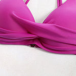 Split High-waisted Lotus Leaf Edge Printing Bikini Swimsuit