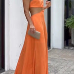 Sexy Halter Neck Backless Sleeveless Maxi Dress