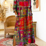 Sabine | Denim dress with bohemian patchwork
