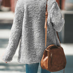 Plush Coat Lapel Long Sleeved Cardigan Jacket