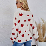Love Pattern Round Neck Knit Sweater