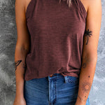 Solid Crewneck Summer Cami Top