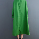 A-Line Long Sleeves Asymmetric Hollow Polka-Dot Solid Color Lapel Midi Dresses