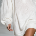 Casual Elegant V-neck Solid Color Knitted Mini Dress