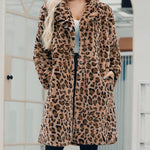Faux Fur Coat Leopard Print Fluffy Coat