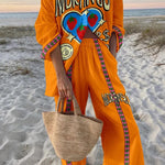 Strawberry Print Oversized Shirt and Elastic Waist Pocket Pants Set