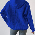Nadorine Cable Textured Drop Shoulder Drawstring Hoodie Sweatshirts