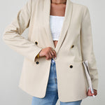 Nadorine Casual Blazers Double Breasted Long Sleeve Work Office Blazer Jacket