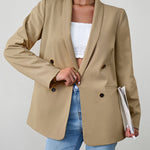 Nadorine Casual Blazers Double Breasted Long Sleeve Work Office Blazer Jacket