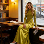 Bodycon Irregularity Pleated Split-Back Split-Joint Half Turtleneck Maxi Dresses