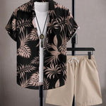 KZZ Men's Solid Drawstring Pocket Shorts Set