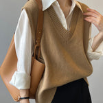 Soft Felt Loose Fit V Neck Sweater Vest