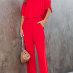 One-shoulder fashion off-the-shoulder jumpsuit