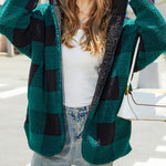 Plaid Oversized Casual Open-Front Double-Layered Fleece Coat