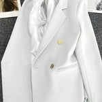 Metal-buttoned double-breasted suit jacket