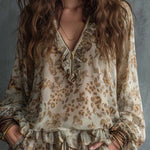 Boho Vintage Floral Chiffon Blouse & Shorts Set