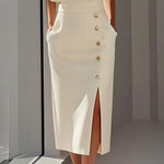 High Waisted Loose Split-Front Split-Joint Skirts