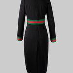 Long Sleeves Striped Deep V-Neck Mini Dresses