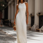Timeless Elegance Cable-Knit Halter Maxi Dress