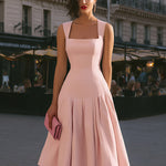 Structured Square Neck Sleeveless Midi Dress