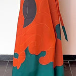 Long Sleeves Loose Printed Split-Joint Round-Neck Maxi Dresses