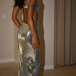Slim Fit Square Neck Halter Backless Maxi Dress