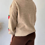 Nadorine Women's Casual Two Pieces Sets Strawberry Pattern Sweater Cardigan and Long Pants