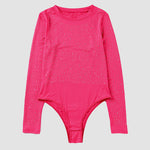 Rhinestone Embellished Long Sleeve Bodysuits
