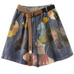 Original Floral Wide Leg Denim Shorts Bottoms