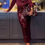 Sequined slit skirt