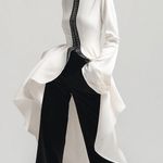 Flared Sleeves High-Low Falbala Stand Collar Blouses&Shirts Tops
